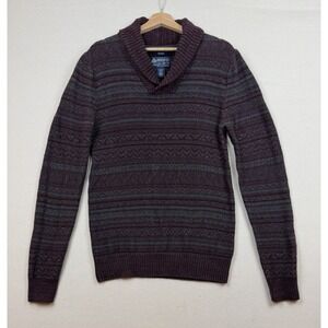 American Rag Cowl Neck Mens Knit Sweater‎ Size Medium Maroon Preppy Coastal